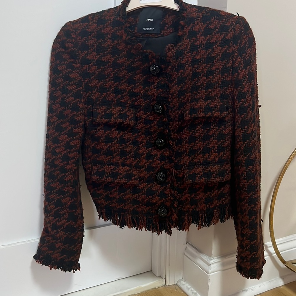Mango tweed black and brown jacket